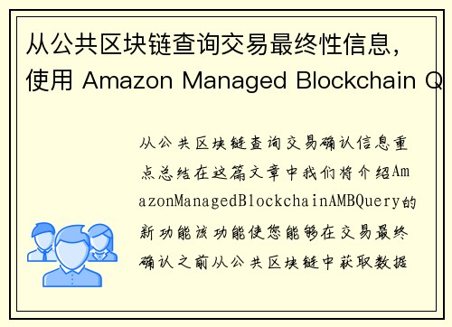 从公共区块链查询交易最终性信息，使用 Amazon Managed Blockchain Query